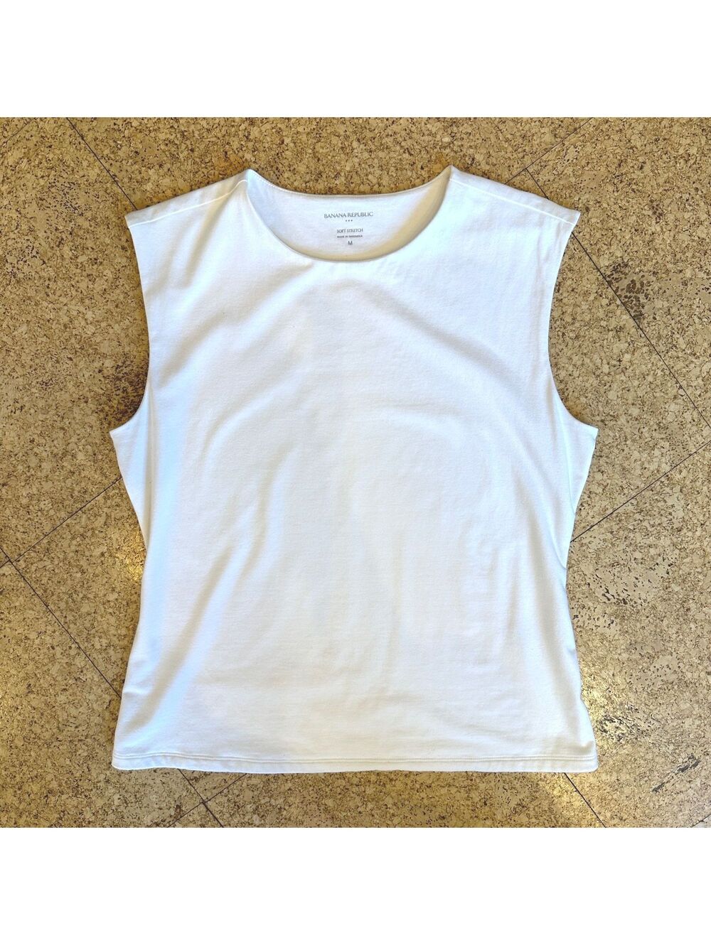 Banana Republic Soft Stretch Double Lined White Tank Top Women's Medium Cotton